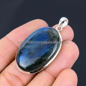 Pendentif en pierres précieuses de qualité supérieure 925 pendentif en argent Sterling cadeau pour les femmes cadeau d'anniversaire pour sa forme anneau Labradorite bijoux - Product Image 1