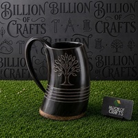 Mug à boire authentique en corne de buffle, fait main, style Viking, tasse à bière médiévale, vaisselle rustique haut de gamme, objet d'art et de collection