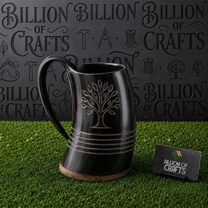 Mug à boire authentique en corne de buffle, fait main, style Viking, tasse à bière médiévale, vaisselle rustique haut de gamme, objet d'art et de collection - Product Image 1