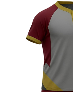 Customized Sports Jersey And Shorts <b>Set</b> Maroon Grey Gold Polyester Sublimation Printed Team Uniform For Men Training Wear - Product Image 3