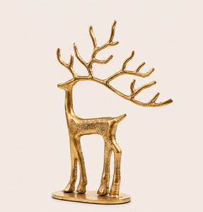 Modern Gold Metal Reindeer Sculpture Handcrafted Aluminum Deer Figurine With Large Antlers For Luxury <b>Christmas</b> Home Decoration - Product Image 5