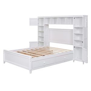 Letto in Legno Bianco per Bambini con Design Tutto-in-Uno, Armadio e Scaffale Integrati - Product Image 3