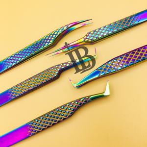 Pinces à épiler arc-en-ciel pour extensions de cils, pinces à cils, pinces à cils en vison, logo personnalisé, pointe fine, poignée lisse, produit tendance, faible MOQ - Product Image 3