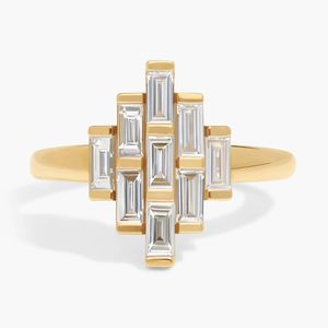 Anillo de Moda con Diamante Cultivado en Laboratorio, Corte Baguette, Oro Blanco - Product Image 3
