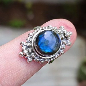 <b>Labradorite</b> <b>Ring</b> 925 Sterling Silver Handmade Boho Statement Promise Jewelry for Women Natural Round Shape Gemstone Jewelry - Product Image 2