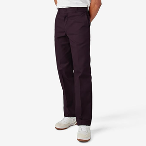 Pantalones Casuales de Pierna Recta para Hombre, Color Morado Oscuro, Cintura Media, Antiarrugas, de Poliéster, Estilo Otoñal, Cierre de Botón - Product Image 2