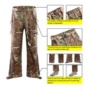 Men's Camo Hunting Suit Set with Jacket Pants Gloves and Face <b>Mask</b> Waterproof Polyester Outdoor Apparel - Product Image 3