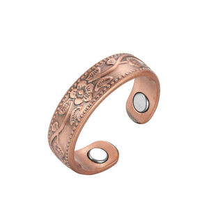 Premium Wholesale Hand Forged Pure Copper Band <b>Ring</b> <b>Magnetic</b> Health Relief Jewelry Carved Geometric Line Pattern - Product Image 4