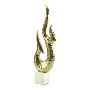 55.5cm H x 8cm W x 17cm L Golden Flame Sculpture Brass Handmade Contemporary Art Decor Tabletop Living Room - Product Image 2