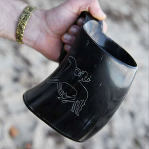 Medieval Style Handcrafted Polished Viking Drinking Horn Natural Animal Engraved Horn Mug Cosplay Reenactment <b>Rustic</b> Home Decor - Product Image 1