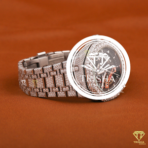 Reloj Mecánico de Lujo de Acero Inoxidable con Brazalete Completamente Cubierto con Piedras VVS Brillantes, Diseño Inspirado en Joyería de Alta Gama - Product Image 1