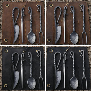 Juego de Cubiertos Medievales Forjados a Mano, Cuchillo, Cuchara y Tenedor Vikingos, Nuevo Diseño, Juego de Cubiertos Vikingos a Precio de Fábrica - Product Image 1