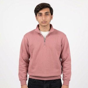 Sweat-shirt personnalisé pour homme avec fermeture éclair quart de tour, en molleton de coton premium, coupe épaules tombantes, col montant, style décontracté moderne - Product Image 1