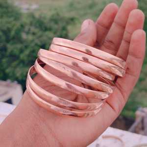Handmade Copper Bangle Set - Dainty <b>Stacking</b> <b>Bracelets</b> Handmade jewelry - Product Image 4