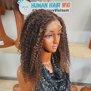 Vietnamese Human Hair Curly Lace Front <b>Wigs</b> for Lace Transparent <b>Long</b> Remy Hair All Colors Small/Large Cap Sizes - Product Image 2