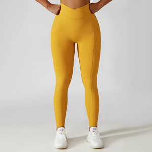 Pantalons de yoga pour femmes en nylon et élasthanne sur mesure, vente en gros, collants de sport, leggings de fitness, fabricant de leggings de sport pour femmes - Product Image 5