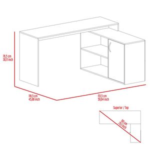 Dallas L-Shaped Home Office Computer <b>Desk</b> with Single Door Cabinet & Two Shelves - Product Image 6