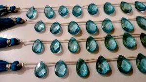 Perles de topaze bleue de Londres naturelle, forme poire, facettées - Product Image 3