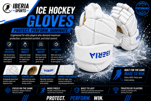 IBERIA Guantes de Hockey sobre Hielo Personalizados Premium al por Mayor para Jugadores Adultos con Acolchado Protector y Correa de Muñeca con Cierre de Gancho y Bucle OEM - Product Image 6
