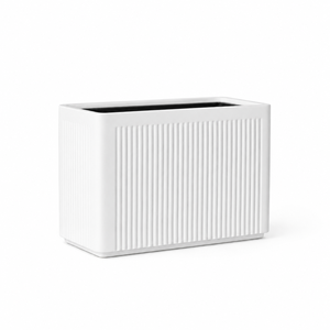 Jardinera Rectangular Impermeable de Fibra de Vidrio Blanca con Nervaduras Verticales 90x40x60cm, Macetas Grandes para Jardín Exterior - Product Image 4