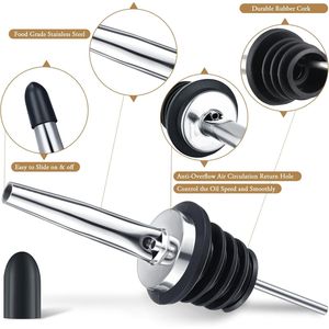 Set di 72 versatori per bottiglie in acciaio inossidabile con tappi antipolvere in gomma e beccucci conici, accessori da bar per macchine - Product Image 1