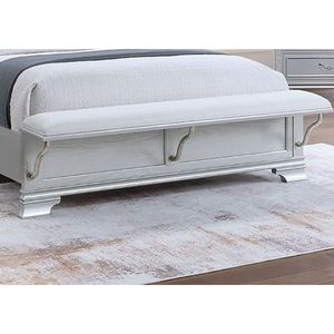 Letto Matrimoniale Contemporaneo ed Elegante con Panca Integrata alla Base, Imbottito, USB, 1 Pezzo, Finitura Grigia - Product Image 2