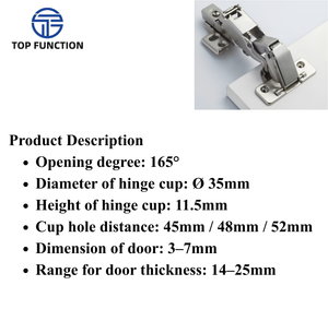 AODELI Modern Metal Wide Opening 165 Degree Cup 35mm Soft Closing Hydraulic Hinge for <b>Corner</b> Kitchen <b>Cabinet</b> Applications - Product Image 5