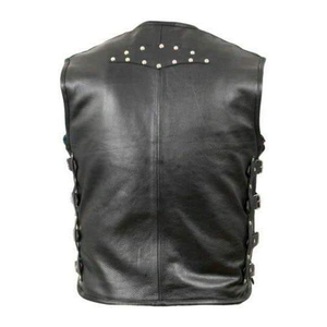 Gilet de motard sans manches sur mesure pour homme, couleur et logo personnalisables, vêtement en cuir respirant pour moto, toutes tailles, haute qualité - Product Image 1