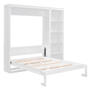 Lit Murphy blanc pleine taille avec étagères, design lit mural - Product Image 6