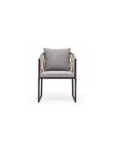 Modern Rope Woven <b>Dining</b> <b>Armchair</b> with Cushioned Fabric Seat Backrest Nordic Restaurant Cafe Home Furniture - Product Image 1