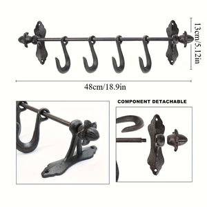 1 Pezzo Gancio da Parete in Ghisa Robusta con 4 Ganci Utilitari Grandi Rimovibili per Casa, Cucina, Giardino, Garage, Bagno - Product Image 2