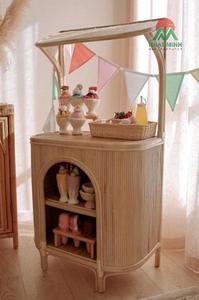 Chariot de cuisine en bambou et rotin NHAT MINH avec étagère de rangement pour enfants de 4 à 6 ans - Product Image 3