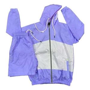 Custom logo Unisex Wind Breaker <b>Set</b> Blocked 2 Pcs Jacket and Shorts <b>Set</b> Tracksuit Sport Mesh Lining 100% Nylon Windbreaker <b>Set</b> - Product Image 4
