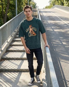 Men <b>Drop</b> Shoulder Oversized Tee Boxy Cotton Short Sleeve Casual Graphic Extended Hem Streetwear Loose Top top mens oversized <b>box</b> - Product Image 3