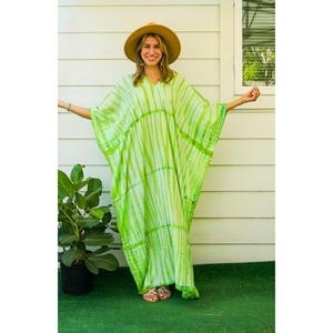 Vestido Kaftan de Rayón con Estampado Tie Dye para Mujer, Corte Holgado, Cuello en V, Estilo Boho, para la Playa, Ligero, Maxi Kaftan de Verano - Product Image 2