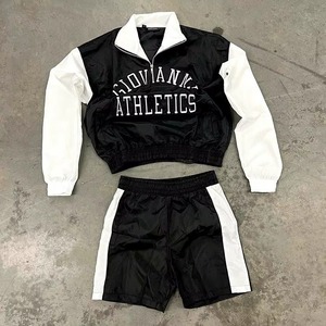 Conjunto de Verano, Chaqueta Cortavientos de Nailon y Poliéster con Cierre, Pantalones Cortos, Transpirable, Cómodo, Estilo Urbano - Product Image 3