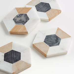 Customizable Eco-Friendly Classic <b>Pine</b> Wood Coasters Marble Acacia <b>Coffee</b> Dining <b>Tables</b> Natural Stone Cup Holder - Product Image 1