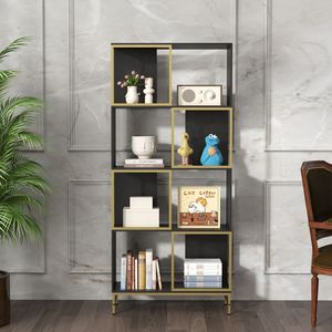 Libreria a 4 Ripiani per Spazi Ristretti, Scaffale Angolare Espositivo per Soggiorno - Product Image 1
