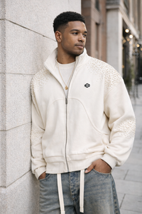 Streetwear Label Premium Bling Hotfix Rhinestone Zip Up Hoodies High GSM Fleece Oversized Boxy Fit Fashion Brand Manufacturing - Product Image 5