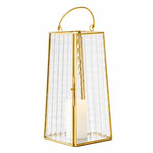 Wholesale <b>Gold</b> Metal Glass <b>Lantern</b> with Pyramid Top Tapered Geometric Candle Holder For Wedding Centerpieces And Event Decor - Product Image 5