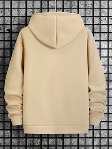 Men's Hooded <b>Wool</b> Fleece Sweatshirt Solid Color Casual Winter Wear Knitted Plain Dyed - Product Image 2
