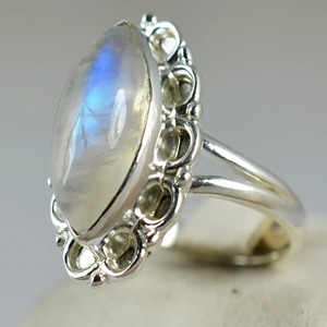 Rainbow Moonstone <b>Ring</b> 925 Sterling <b>Silver</b> Handmade <b>Statement</b> Promise <b>Ring</b> for Women Boho June Birthstone Marquise Shape Jewelry - Product Image 4