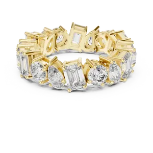 Alternating Multi Shape Pear Round <b>Emerald</b> Lab Grown Diamond Eternity <b>Band</b> 10K 14K 18K Solid Gold Unisex <b>Ring</b> 5.76 CTW Gift - Product Image 1