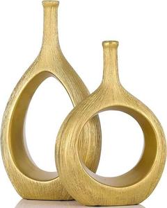 LINEA Gold Leaf Pattern Aluminium Metal <b>Vase</b> Tabletop Decorative Flower Vessel for Home Wedding Restaurant - Product Image 4