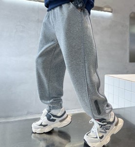 Pantalon de jogging décontracté en toile unie à séchage rapide, coupe droite, avec logo personnalisé, taille haute, braguette zippée, léger et tendance pour garçons - Product Image 2
