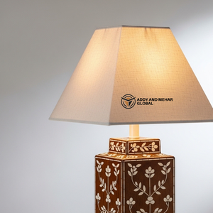 Handcrafted Bone Inlay <b>Table</b> Lantern with Floral Pattern Luxury Mosaic <b>Bedside</b> Light Traditional Indian Art Decorative Desk - Product Image 3