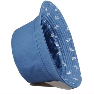 Blue Printed Bucket <b>Hat</b> Unisex Cotton Breathable Spring Summer Casual Adult 56-58CM - Product Image 5