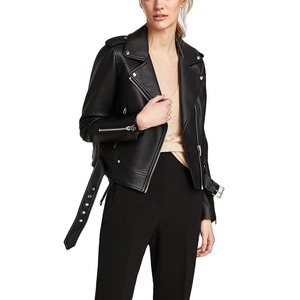 Chaqueta de Cuero PU de Moda para Mujer, con Logotipo Personalizado, Manga Larga, Diseño Sólido, 12 Colores, Otoño - Product Image 1