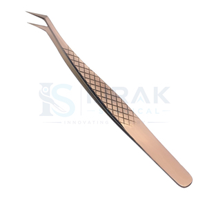 แหนบต่อขนตาโค้งสีโรสโกลด์ระดับมืออาชีพ – ที่หนีบขนตาปลายไฟเบอร์ความแม่นยำสูง, ด้ามจับสแตนเลสสตีลลายเพชร - Product Image 1