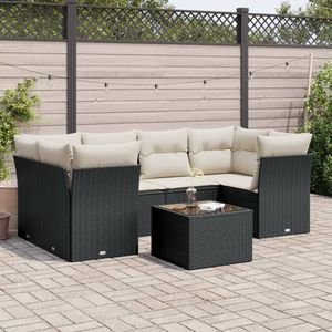 Ensemble de canapés de jardin en rotin PE noir avec pieds réglables, confortable et élégant, mobilier d'extérieur - Product Image 1